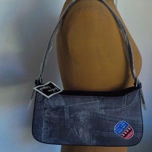 Navy/Black Jeans Look Fabric Shoulder Bag NWT